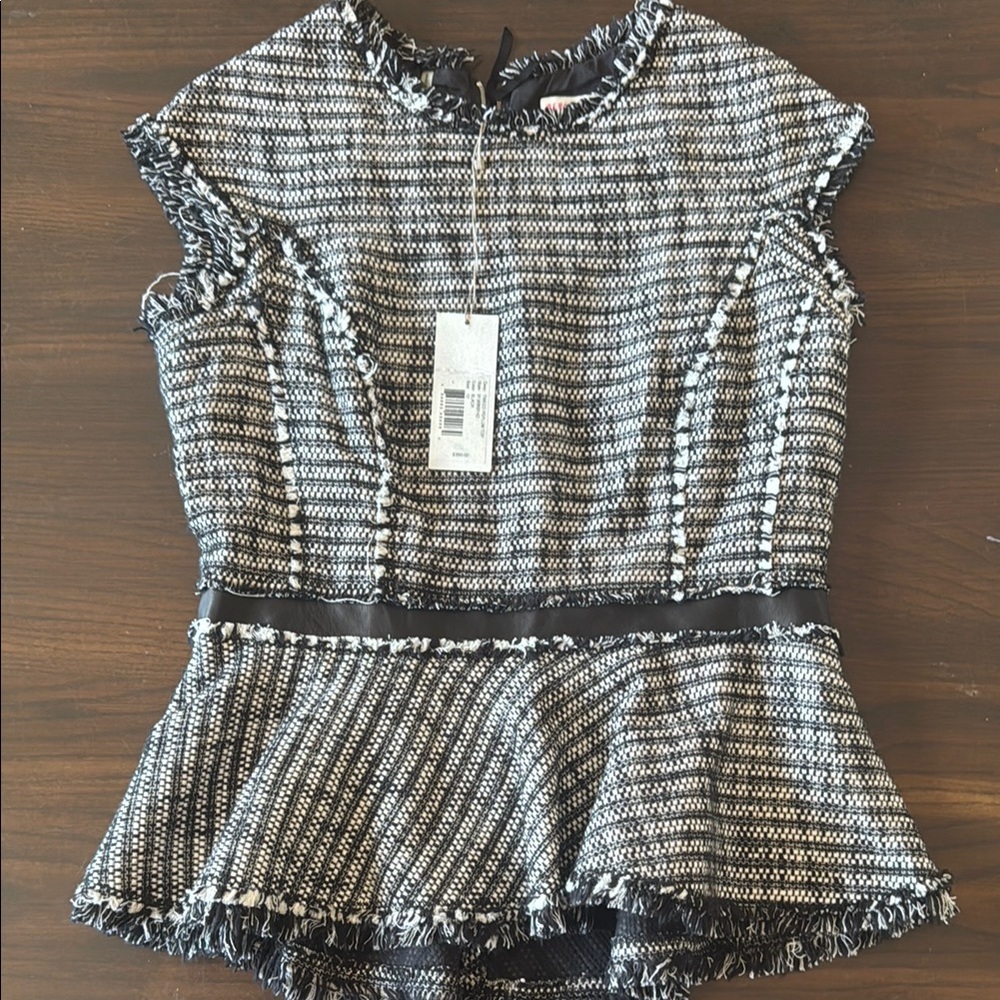 NWT Rebecca Taylor Tweed Peplum Top size 12